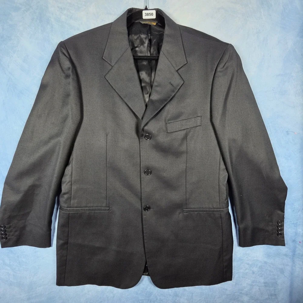 Mino Lombardi Mens Silk Wool Blazer Jacket Gray Tessilstrona Italy 3 Button 42R